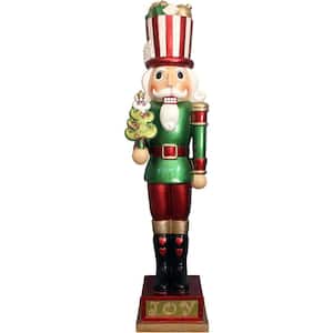 48 in. Green Christmas Candy-Look Nutcracker Greeter Holding Tree