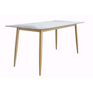 Zayle Mid Century Modern Medium Grey Sintered Stone Tabletop 71 in. 4 Legs Dining Table Seats 6