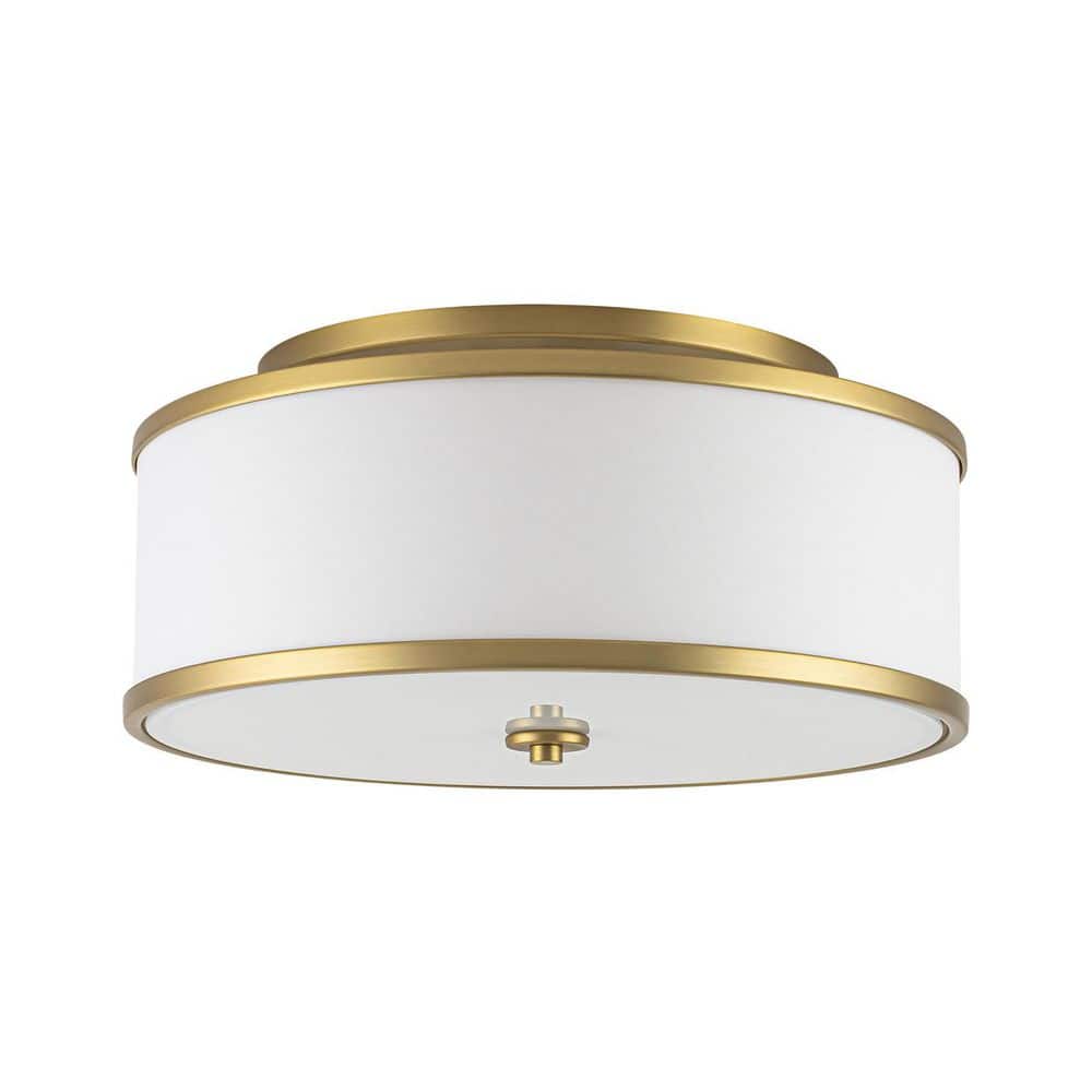 Haven 20 in.W 3-Light Modern Glam Round Drum Brushed Gold Flush Mount with Fabric/Glass Diffuser for Bedroom price history on PriceWatchPro