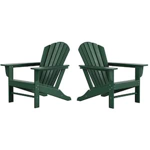 Mason Dark Green Poly Plastic Outdoor Patio Classic Adirondack Chair, Fire Pit Chair (Set of 2)