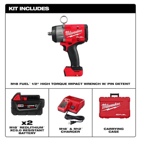 M18 FUEL18-Volt Lithium-Ion Brushless Cordless High Torque 1/2 in. Impact Wrench with Pin Detent Kit