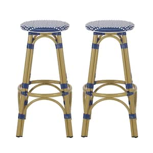 Wilbur Aluminum and Wicker Outdoor Patio Bar Stool (2-Pack)