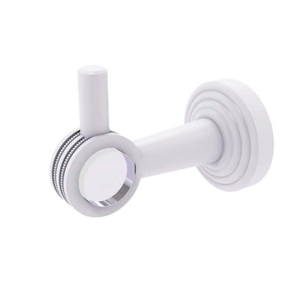 Allied Brass Pacific Beach Collection J-Hook Robe/Towel Hook with Dotted Accents in Matte White