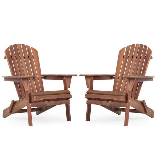 GOGEXX 31 in. D x 28 in. W x 36 in. H Cedar Wooden Picnic Chair Kit Folding Chair Patio Outdoor Camping(Set of 2) In Dark Brown