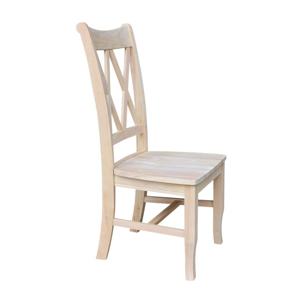 Elegant White Solid Wood High Cross-Back Side Chair, Set of 2