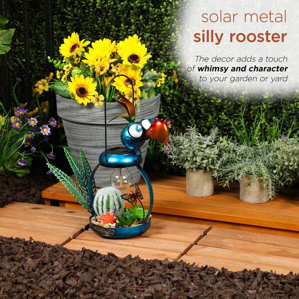 Alpine Corporation 16 in. Tall Solar-Powered Metal Flamingo with