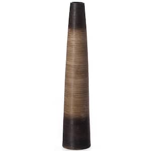 39 in. Tall Handcrafted Brown Ceramic Floor Vase - Waterproof Cylinder-Shaped Freestanding Design