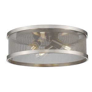 Channing 15 in. 3-Light Pewter Flush Mount