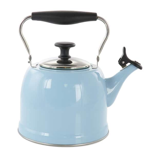 MARTHA STEWART EVERYDAY Lily Pond 2.2 Quart 8.8 Cups Stainless Steel Tea Kettle in Periwinkle