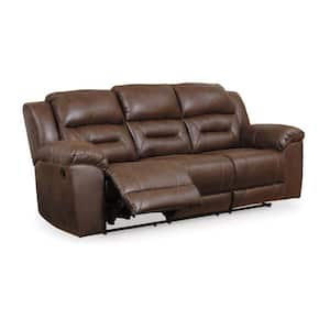 41 in. Pillow Top Arm Faux Leather Rectangle Manual Recliner Sofa in. Brown