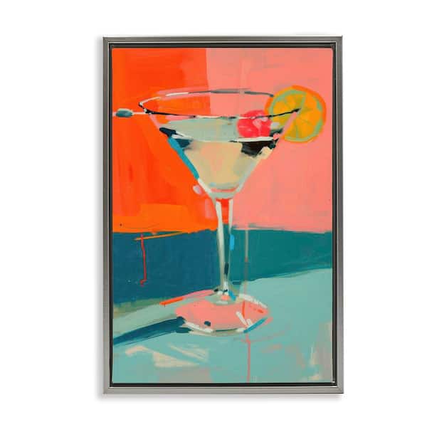 Modern Cocktail Time by LSR Design Studio Gray Floater Frame Food Graphic Art Print 25 in. x 17 in.