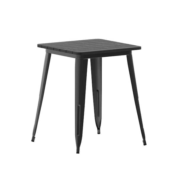 Carnegy Avenue Contemporary Black Plastic 24 in. 4-Leg Dining Table with Steel Frame (Seats 2)