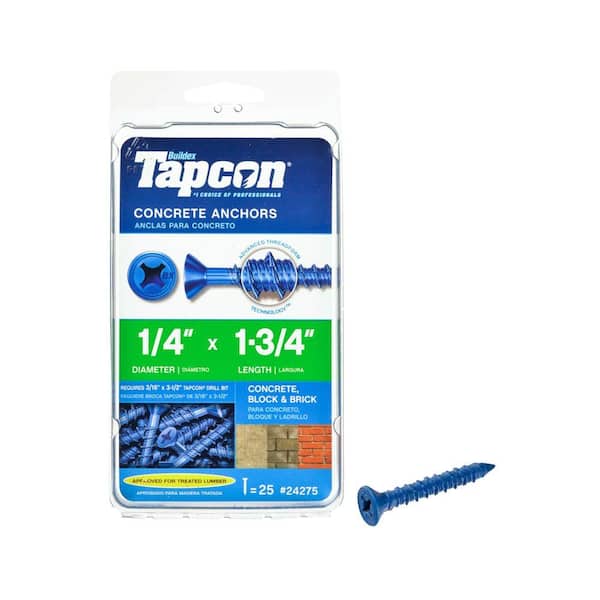 Tapcon 1/4 in. x 1-3/4 in. Phillips-Flat-Head Concrete Anchors (25-Piece)