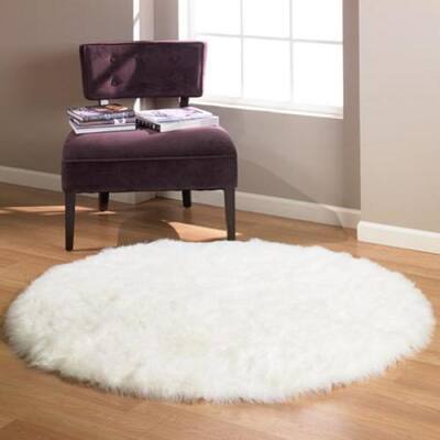 Faux Fur Area Rugs The Home Depot Faux Fur Area Rugs The Home, Round Fur Rug Cream