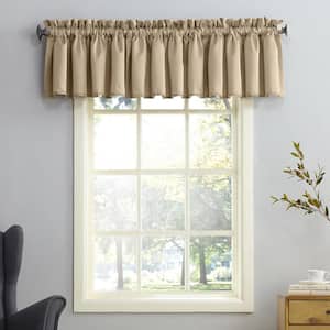 Gregory Taupe Polyester 54 in. W x 18 in. L Rod Pocket Room Darkening Curtain Valance (Single Panel)