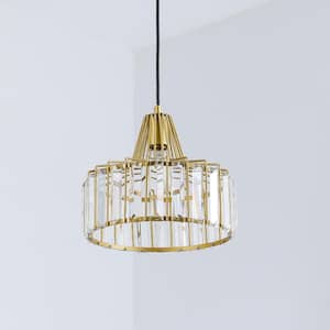 Brecksville 1-Light Gold Single Drum Pendant with Crystal Accents