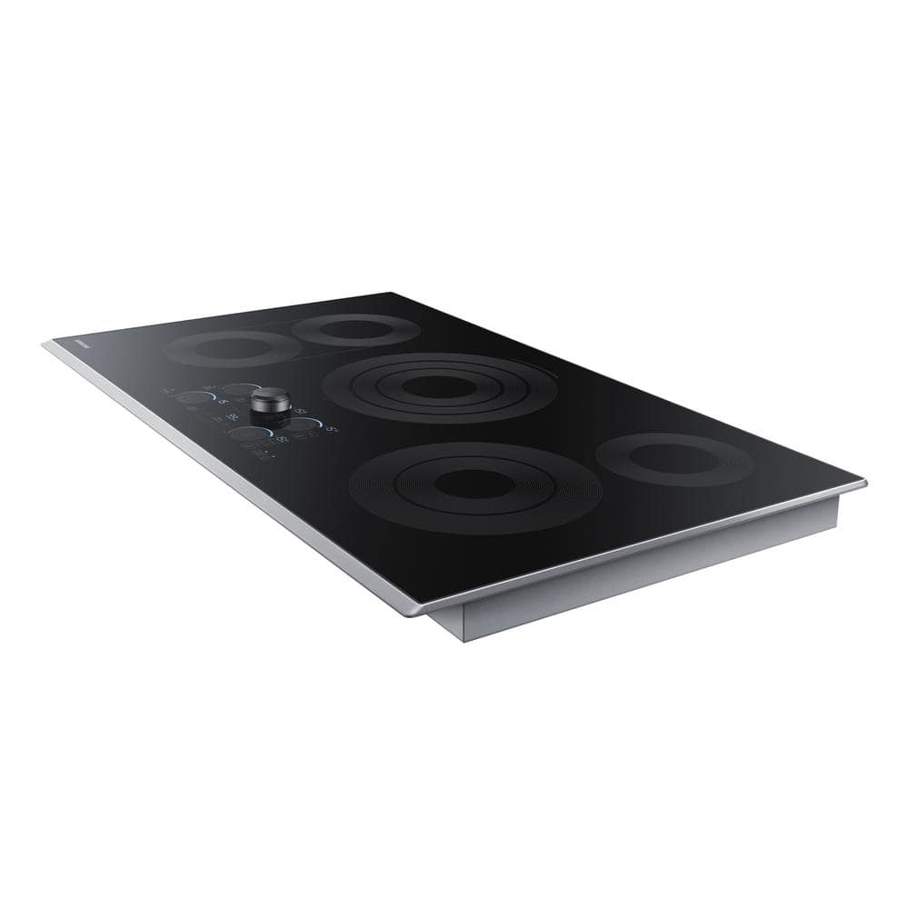 36" Black Ceramic Electric Cooktop with Stainless Steel Frame