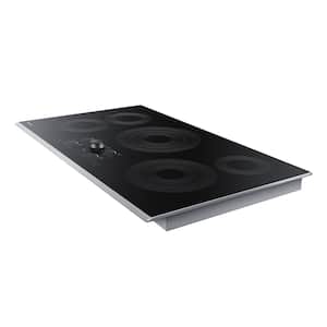 36 in. Radiant Electric Cooktop in Stainless Steel with 5 Burner Elements including Rapid Boil and WiFi