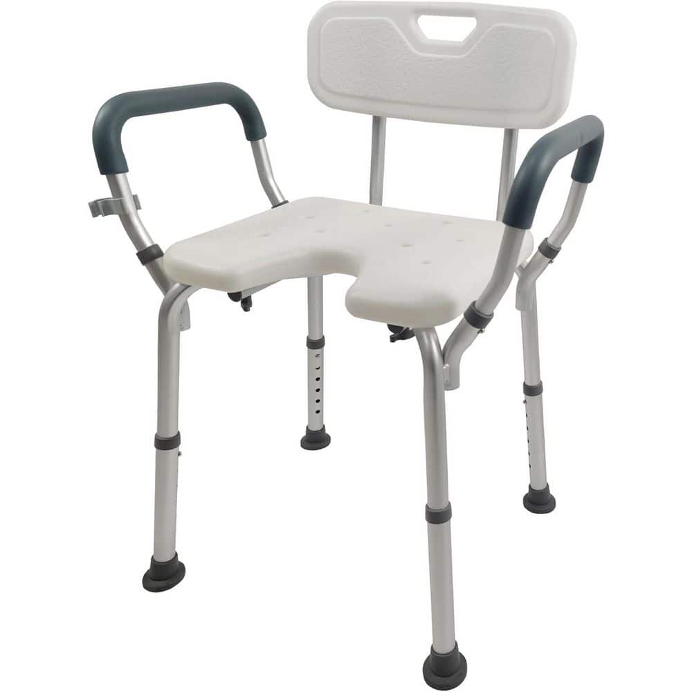 20.1 in. W Freestanding Non-Slip, Adjustable, Padded Shower Chair with Arms and Back 14.9-21.3 in. White Finish price history on PriceWatchPro