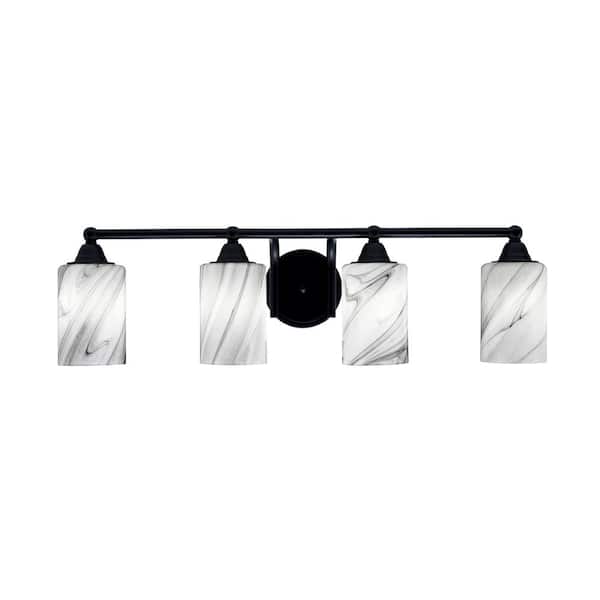 Unbranded Madison 6.5 in. 4-Light Bath Bar, Matte Black, Onyx Swirl Glass Vanity Light