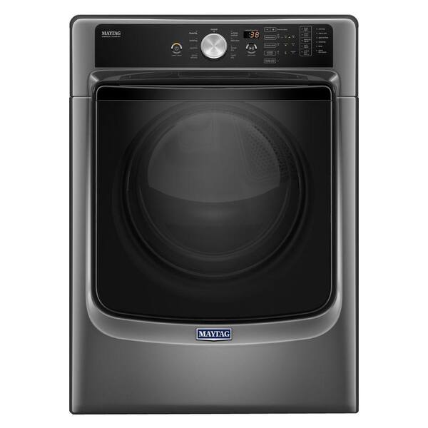 Maytag 7.4 cu. ft. 240 -Volt Stackable Metallic Slate Electric Vented Dryer with Steam and PowerDry System, ENERGY STAR