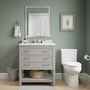 Everett 31 in. W x 22 in. D x 36 in. H Single Sink Freestanding Bath Vanity in Gray with Carrara Marble Top