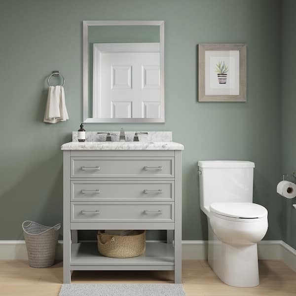 Home Decorators Collection Everett 31 in. Single Sink Gray Bath Vanity with White Carrara Marble Top (Assembled)