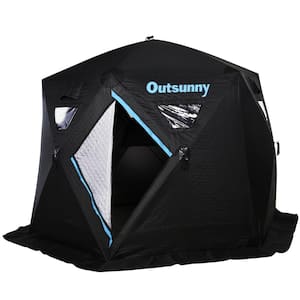 Portable 4-6 People Pop-Up Ice Fishing Shelter Tent, for -104°F with Carry Bag and Oxford Fabric Build 116.25 in.
