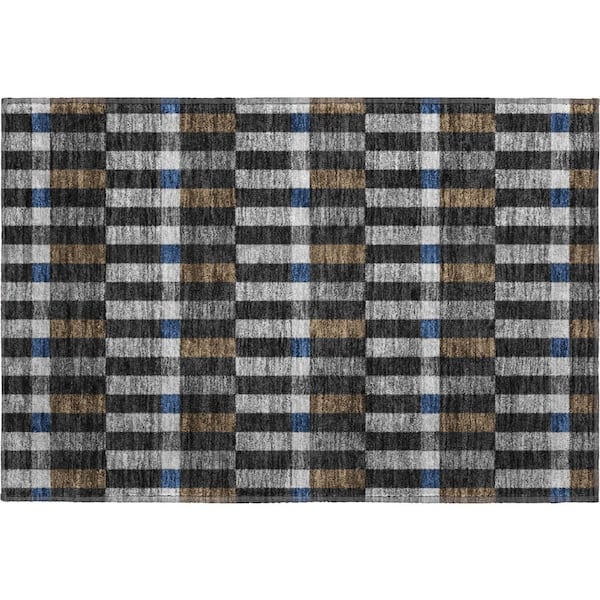Mayfield Premium Machine Washable Abstract AMF2548 Black 2 ft. x 3 ft. Accent Rug