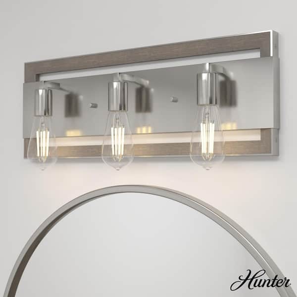 Hunter Woodburn 24.5 in. 3-Light Brushed Nickel Vanity Light