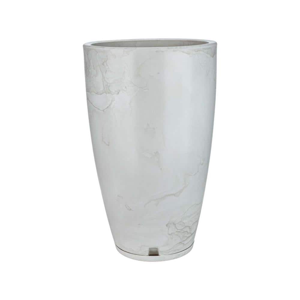 FLORIDIS Amsterdan Medium White Marble Effect Resin Planter Bowl 10.16.