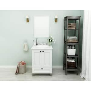 24 in. W x 21 in. D x 35 in. H Metal Bathroom Vanity in White with White Engineered Marble Vanity with White Sink