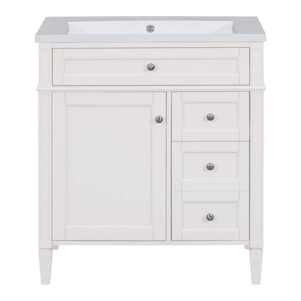 30 in. W x 18 in. D x 33 in. H Single Sink Freestanding Bath Vanity in Whit
