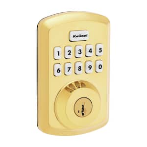 Powerbolt 250 10-Button Keypad Lifetime Polished Brass Transitional Electronic Deadbolt Door Lock
