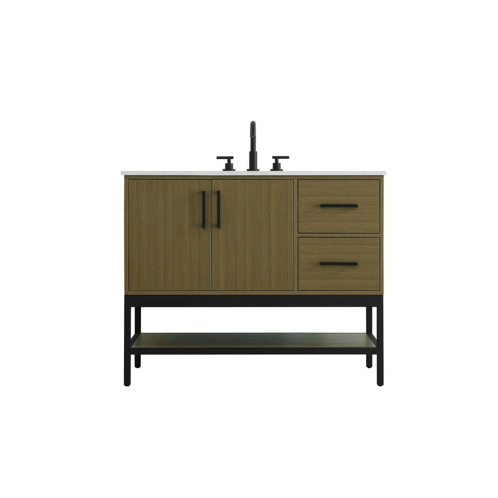 42 in. Single Sink Chestnut Brown Bath Vanity with White Engineered Marble Top price history on PriceWatchPro