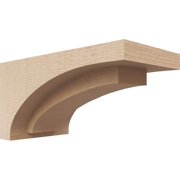 Ekena Millwork 4 in. x 4 in. x 8 in. Series 3 Wide Rivera Rough Cedar Woodgrain Timberthane Polyurethane Corbel, Primed Tan