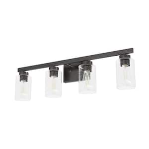 Hartland 30.75 in. 4-Light Noble Bronze Vanity Light with Clear Seeded Glass Shades