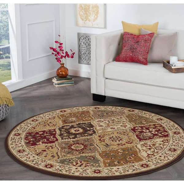 Elegance Abstract Multi-Color 8 ft. Round Indoor Area Rug
