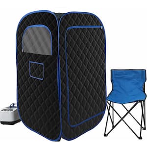 1-Person Indoor Portable Steam Home Sauna with 3 L Steamer, Remote Control and Folding Chair, Black