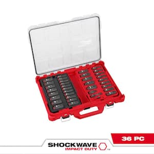 SHOCKWAVE Impact-Duty 3/8 in. Drive Metric and SAE Deep Well Impact PACKOUT Socket Set (36-Piece)