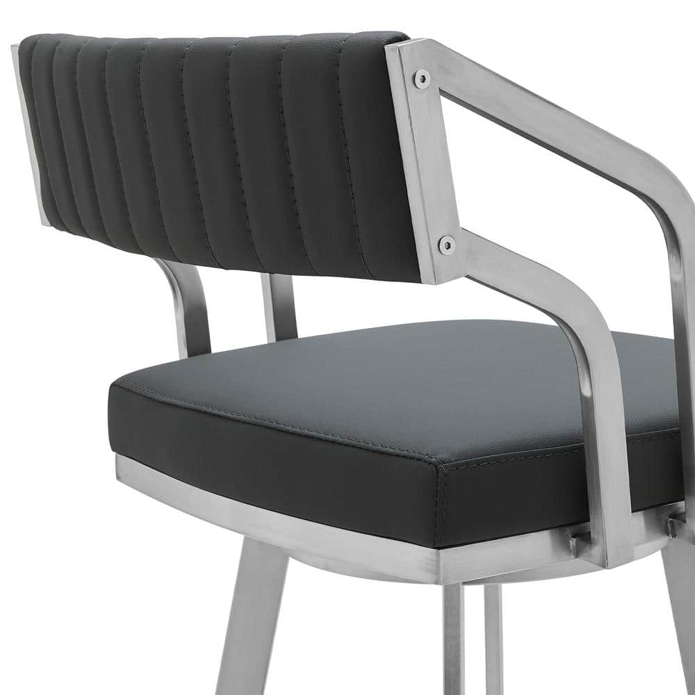 Capri 30" Gray Metal and Faux Leather Swivel Bar Stool