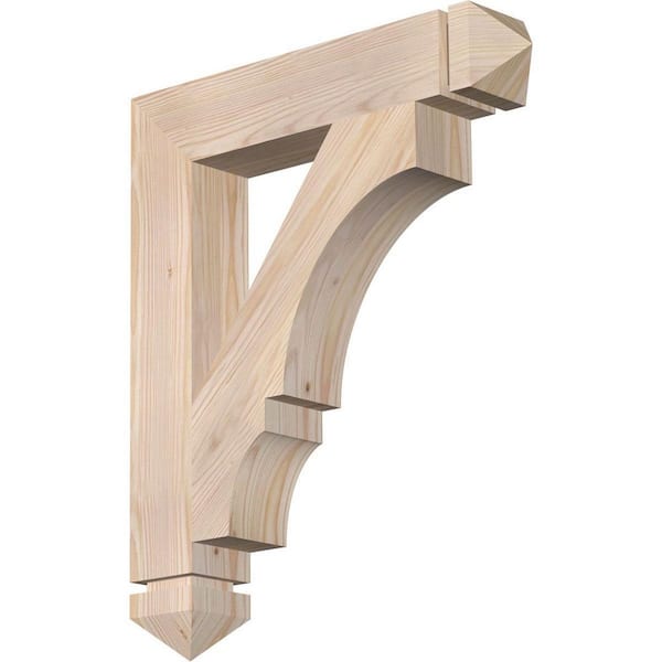 Ekena Millwork 3.5 in. x 24 in. x 20 in. Douglas Fir Balboa Arts and Crafts Smooth Bracket