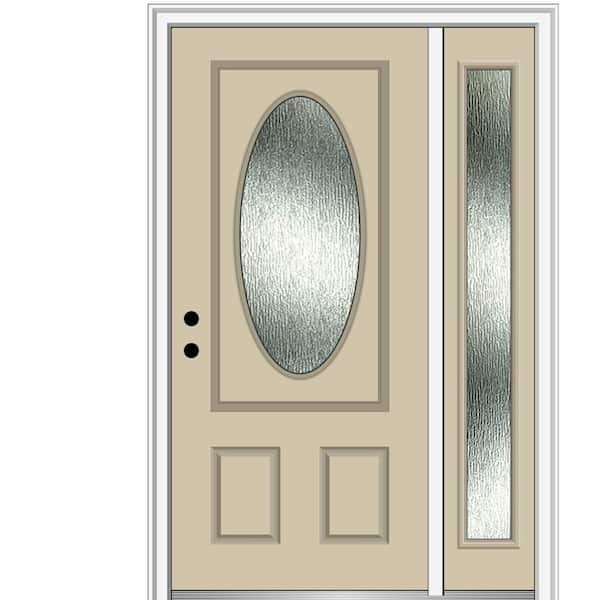 MMI Door 50 in. x 80 in. Right-Hand Inswing Rain Glass Wicker Fiberglass Prehung Front Door on 6-9/16 in. Frame