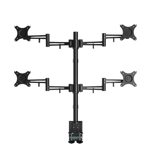 Loctek Full Motion Quad Desk Mount Stand Fits 10 in. - 27 in. LCD Computer Monitor with Clamping 22 lbs. Per Arm