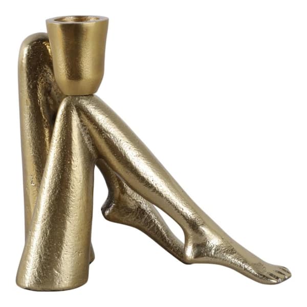5.5 in. Gold Metal Bent Legs Taper Candle Holder