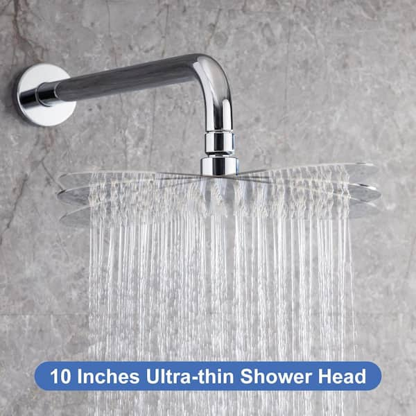 ExBrite Shower System Shower Faucet Combo Set Wall Mounted with 12 Rainfall Shower Head Chrome Finish 63858031