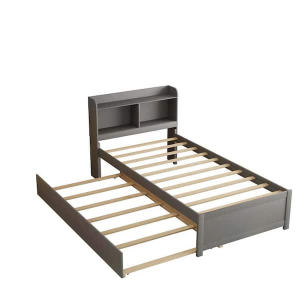 wetiny Gray Wood Frame Twin Platform Bed