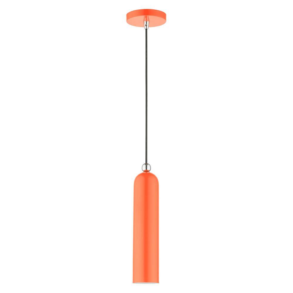 Ardmore Chic Mid-Century Shiny Orange Brass Pendant Light