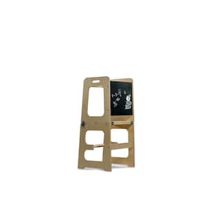 Avenlur Date Wood Kitchen Tower and Chalkboard , and Kitchen Step Stool For Kids - Natural