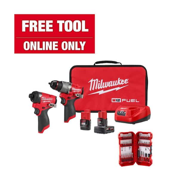 M12 FUEL 12-Volt Li-Ion Cordless Hammer Drill and Impact Driver Combo Kit with Impact Duty Driver Bit Set (40-Piece)